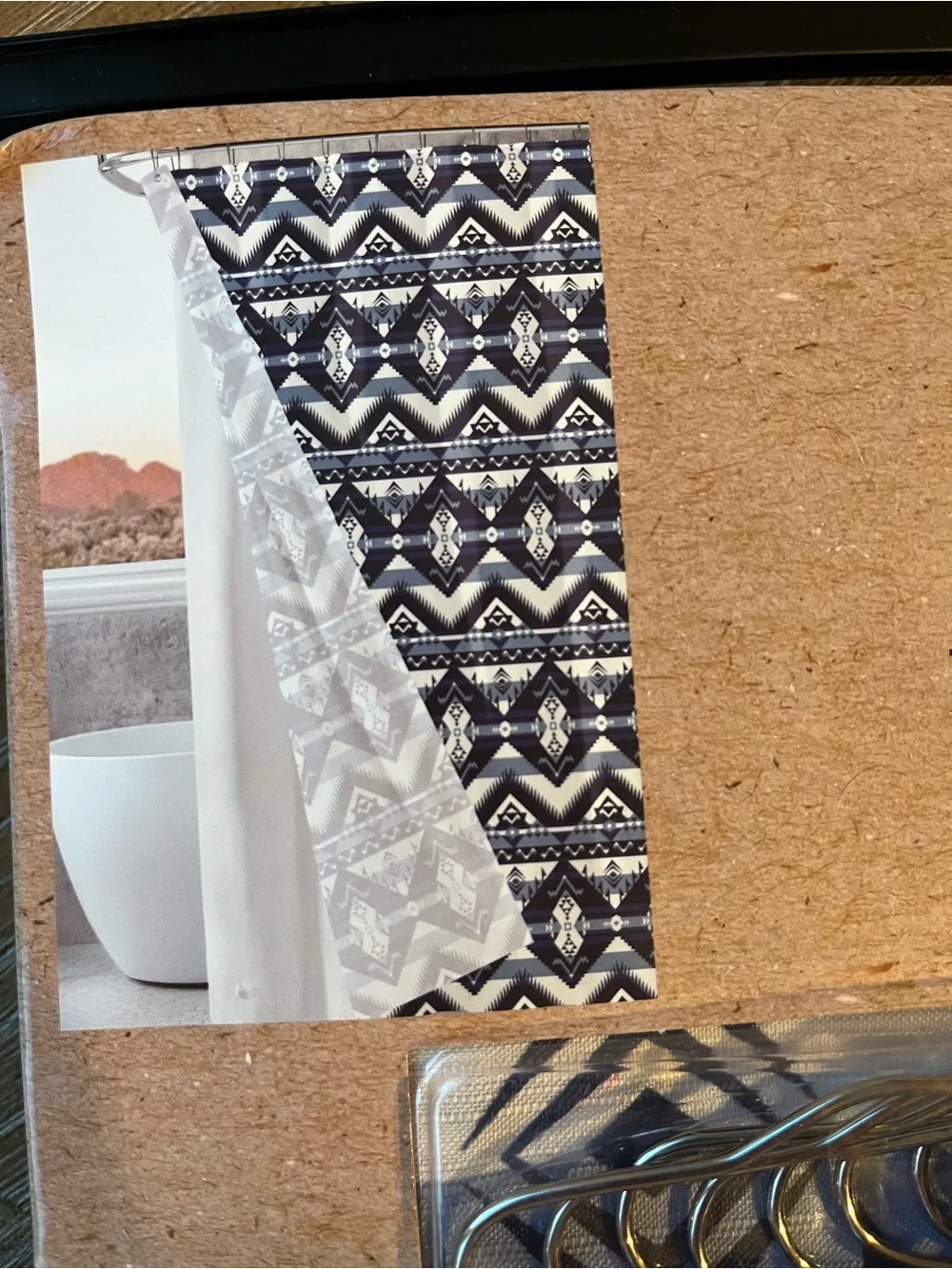 Wrangler Navy and White Geometric Shower Curtain Set